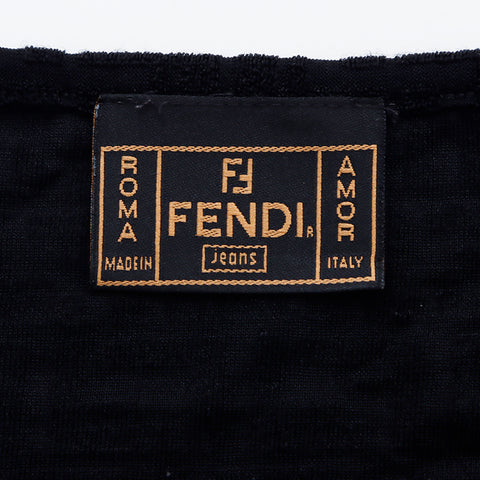 フェンディ FENDI ズッカ 総柄 Size:38 半袖Ｔシャツ ブラック WS5379