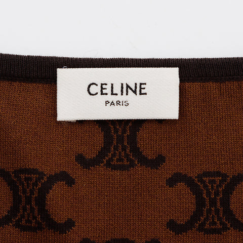 セリーヌ CELINE クロップド丈 マカダム ロゴ Size:L 長袖Ｔシャツ ブラウン WS5380