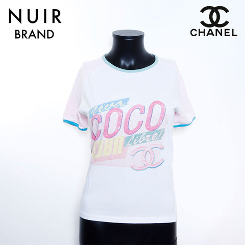 シャネル CHANEL プリント Tシャツ XS 半袖Ｔシャツ ホワイト WS5384