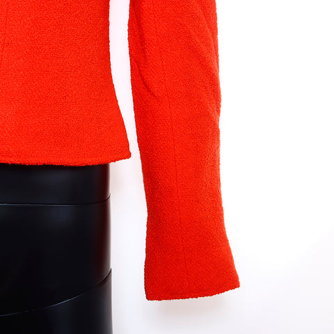 Chanel CHANEL Tweed Coco Mark Button Jacket Wool Red WS5388