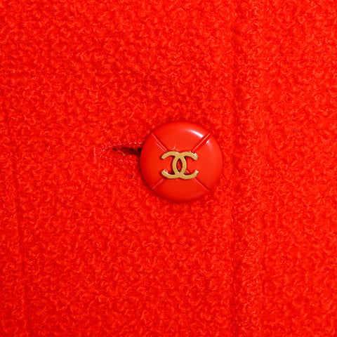 Chanel CHANEL Tweed Coco Mark Button Jacket Wool Red WS5388