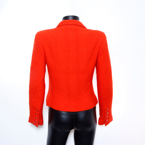 Chanel CHANEL Tweed Coco Mark Button Jacket Wool Red WS5388