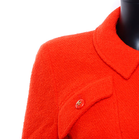 Chanel CHANEL Tweed Coco Mark Button Jacket Wool Red WS5388