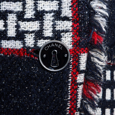 Chanel CHANEL Tweed Check Jacket Wool Black WS5390