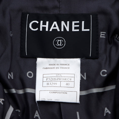 Chanel CHANEL Tweed Check Jacket Wool Black WS5390
