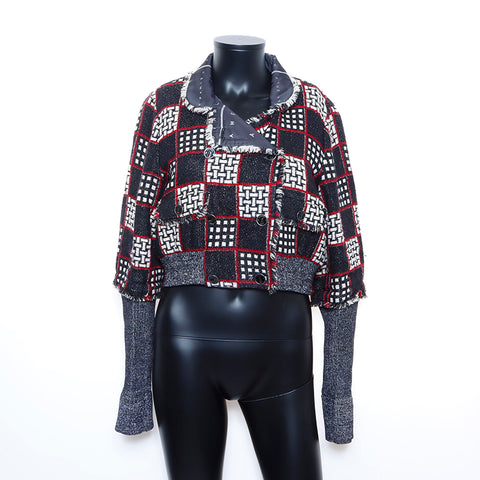 Chanel CHANEL Tweed Check Jacket Wool Black WS5390
