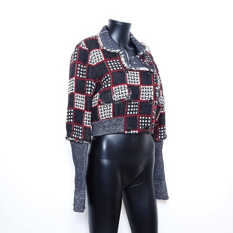 Chanel CHANEL Tweed Check Jacket Wool Black WS5390