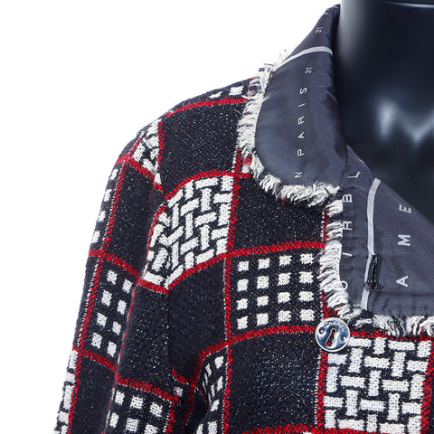 Chanel CHANEL Tweed Check Jacket Wool Black WS5390