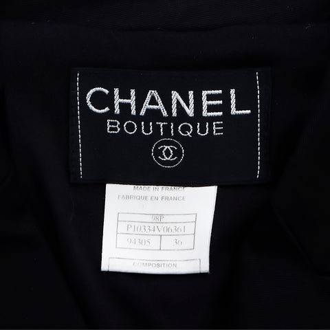 Chanel Coco Button Suit P10334V06361 Size:36 1998 Jacket Cotton Black WS5393