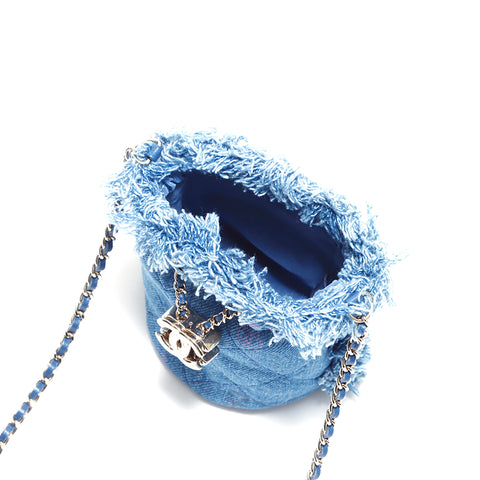 Chanel Chanel Denim Mini Eimer Umhängetasche Blau WS5421