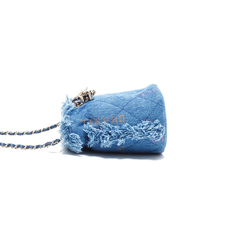 Chanel Chanel Denim Mini Eimer Umhängetasche Blau WS5421