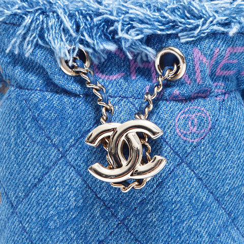 Chanel Chanel Denim Mini Eimer Umhängetasche Blau WS5421