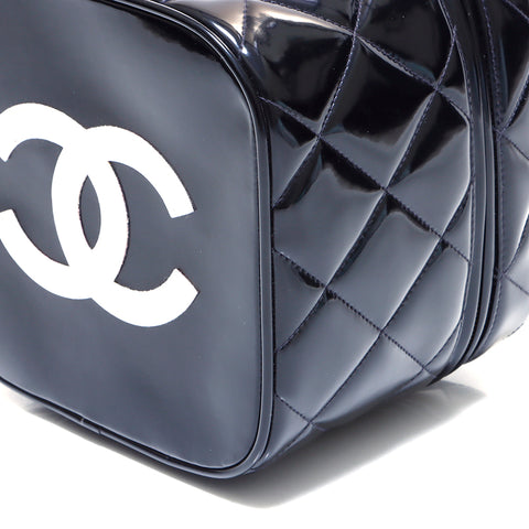 シャネル CHANEL マトラッセ バニティ ハンドバッグ パテントレザー ブラック WS5441