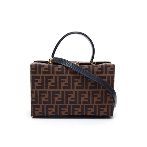 Fendi Zucca图案洗手盆肩袋帆布棕色WS5452