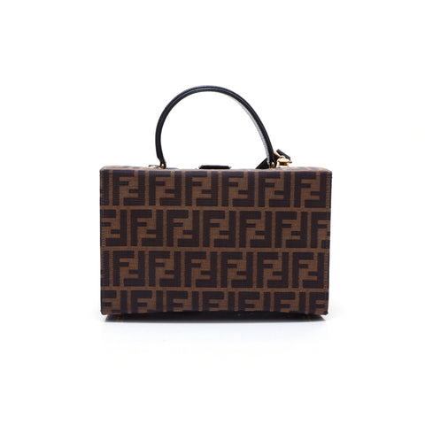 Fendi Zucca图案洗手盆肩袋帆布棕色WS5452