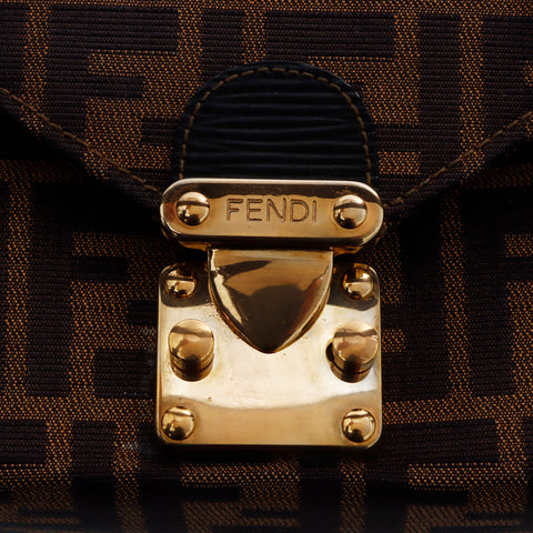 フェンディ FENDI ズッカ柄 バニティ ショルダーバッグ キャンバス ブラウン WS5452