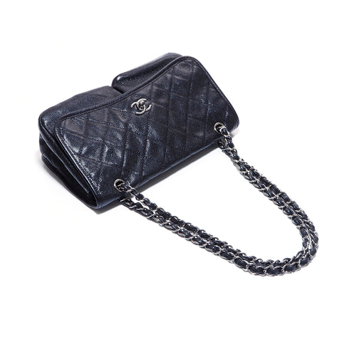 シャネル CHANEL キャビアスキン シルバー金具 20番台 ショルダーバッグ ブラック WS5462