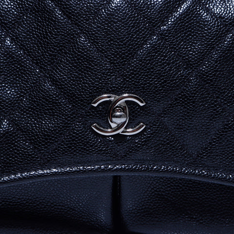 シャネル CHANEL キャビアスキン シルバー金具 20番台 ショルダーバッグ ブラック WS5462