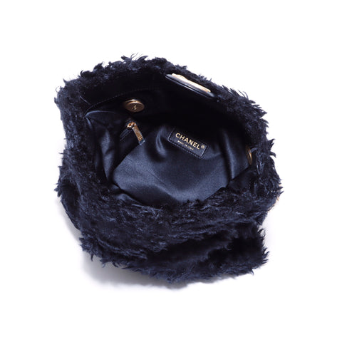 Chanel Turnlock Fur Chain Shoulder Bag Black WS5493