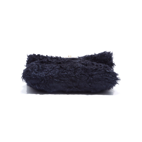 Chanel Turnlock Fur Chain Shoulder Bag Black WS5493