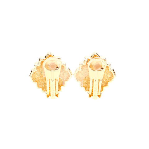 Christian Dior Pearl Rhinestone Earrings Gold WS5503