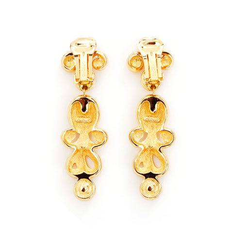 Christian Dior Pearl Rhinaistone Oreing Boucles Gold WS5515