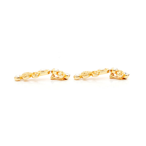 Christian Dior Pearl Rhinaistone Oreing Boucles Gold WS5515