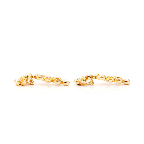 Christian Dior Pearl Rhinaistone Oreing Boucles Gold WS5515