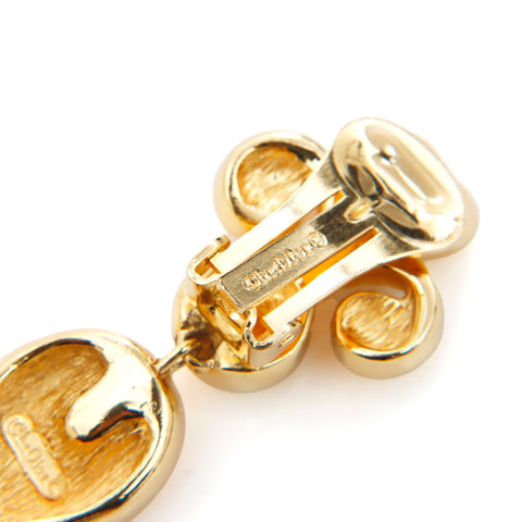Christian Dior Pearl Rhinaistone Oreing Boucles Gold WS5515