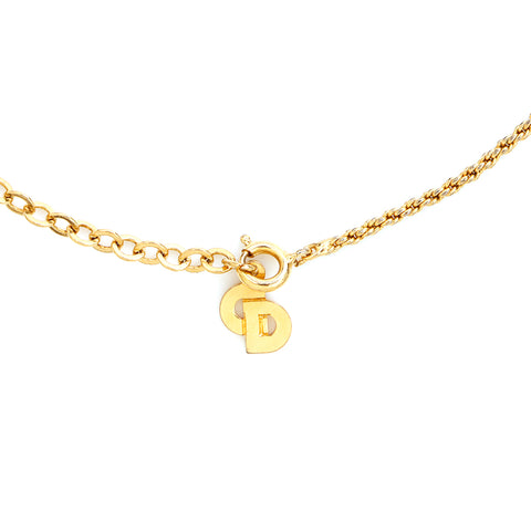 Christian Dior Rhinestone Necklace Gold WS5523