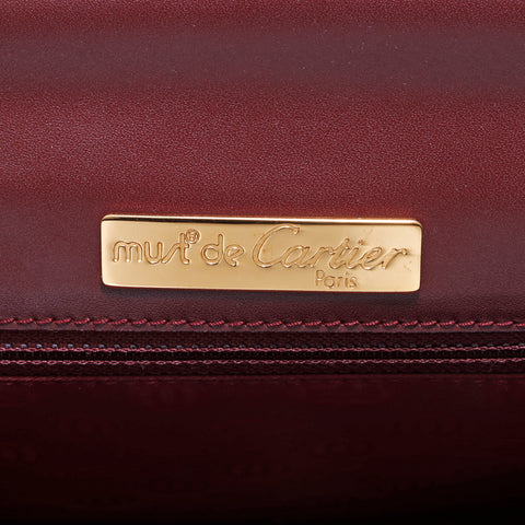 カルティエ CARTIER マストライン レザー ハンドバッグ ワインレッド WS5536