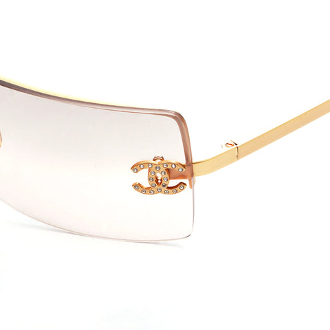 Chanel Coco Mark Colored Lens Loglasses de soleil Gold WS5571