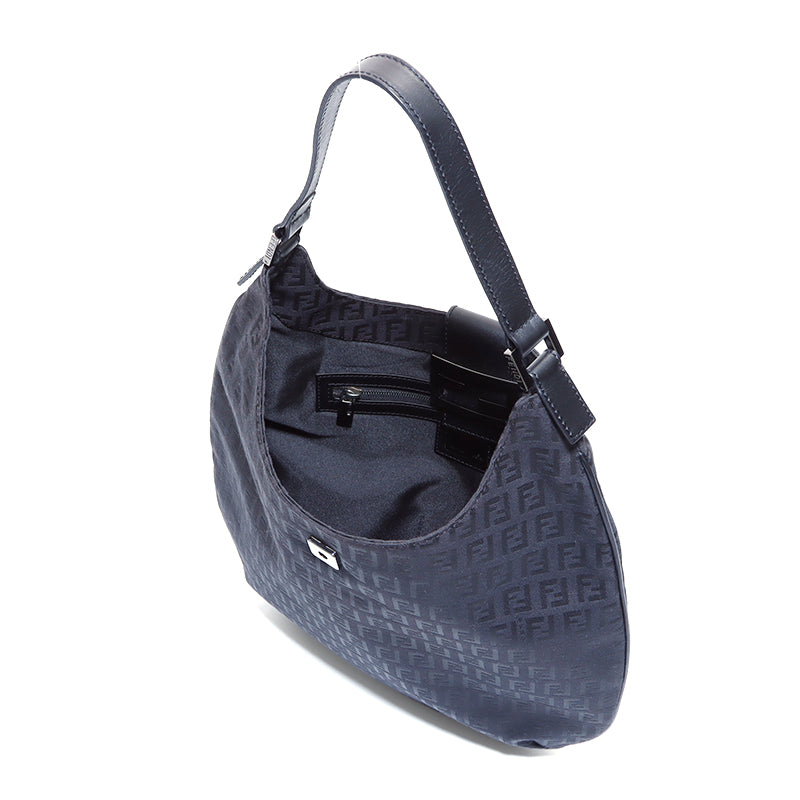 フェンディ FENDI ズッキーノ柄 ハンドバッグ キャンバス ブラック