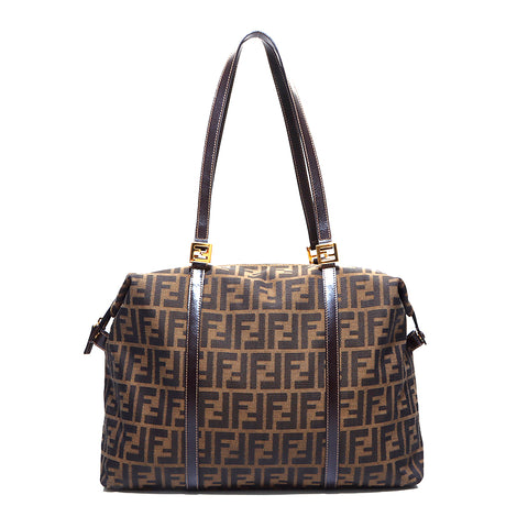 Fendi Zucca图案手袋帆布棕色WS5615