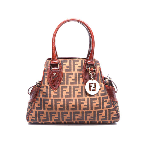 Fendi Zucca图案手袋帆布棕色WS5616