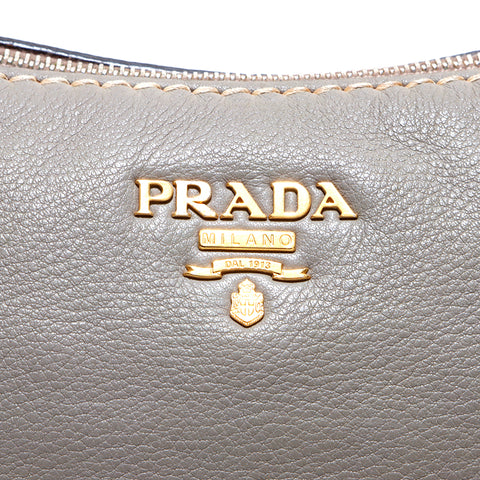 プラダ PRADA ロゴ ハンドバッグ レザー グレー WS5619