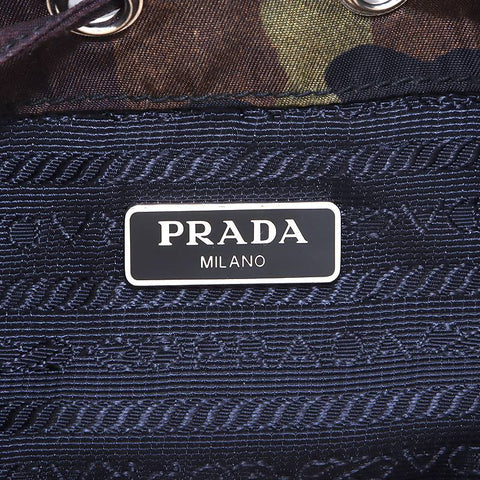 プラダ PRADA 迷彩 巾着 ショルダーバッグ ナイロン カーキ WS5621