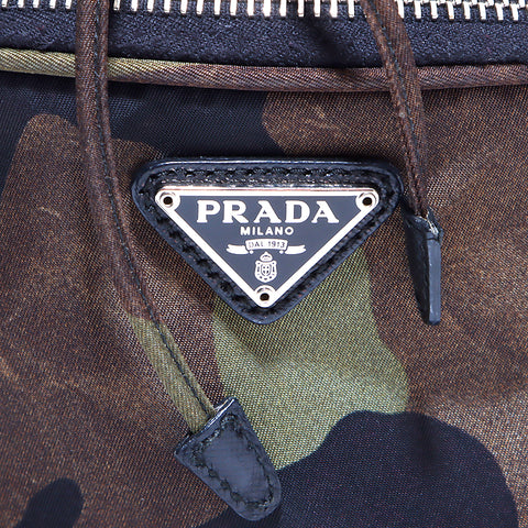 プラダ PRADA 迷彩 巾着 ショルダーバッグ ナイロン カーキ WS5621