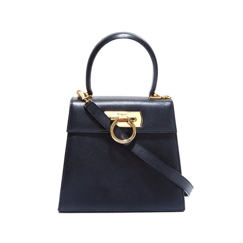 Salvatore Ferragamo Gancini 2way肩部手提包黑色WS5641