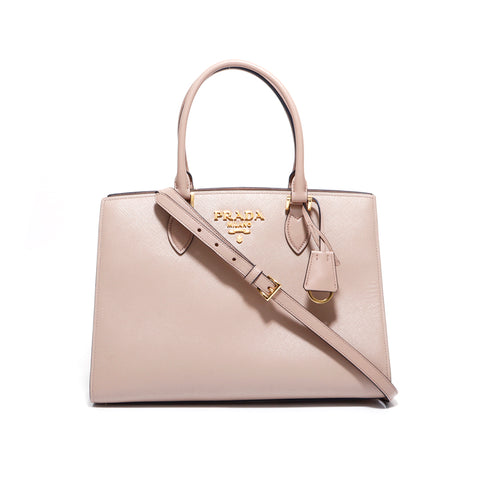 PRADA Saffiano 2way handbag beige WS5645