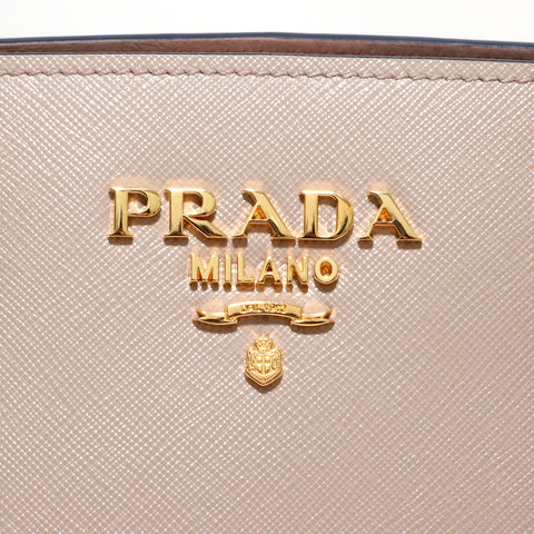 PRADA Saffiano 2way handbag beige WS5645