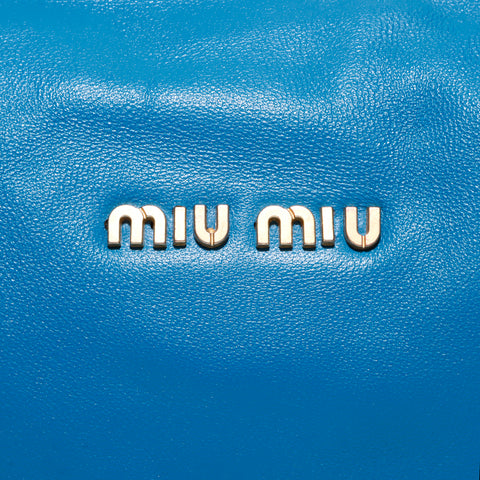 ミュウ ミュウ Miu Miu スタッズ フリンジ ワン ショルダーバッグ ブルー WS5647