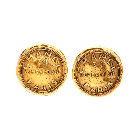 CHANEL Logo 31RUE Cambon Vintage Earring gold WS5697