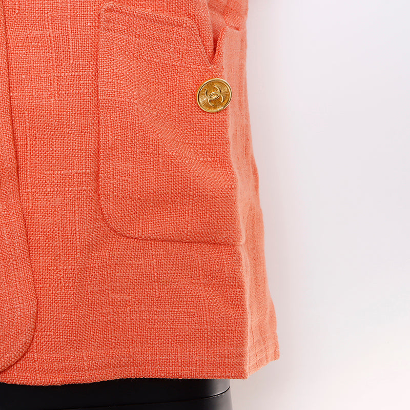 シャネル CHANEL ココボタン ジャケット スカート セットアップ 麻・リネン オレンジ WS5712 – NUIR VINTAGE