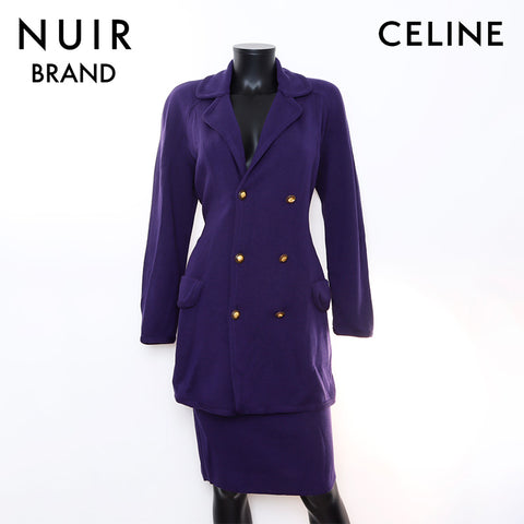 CELINE Macadam Jacket Skirt Suit Set-up Wool Purple WS5713