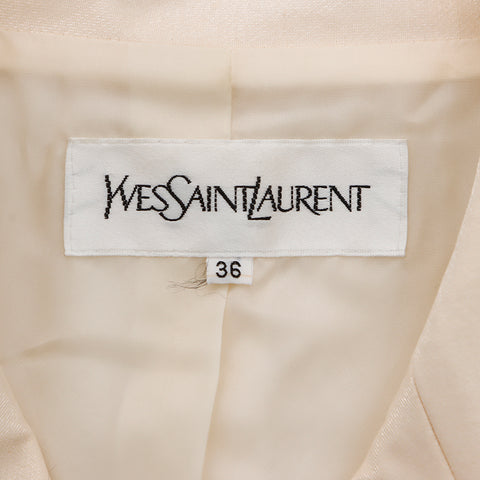 イヴ・サンローラン YVES SAINT LAURENT ジャケット スカート スーツ セットアップ コットン ホワイト WS5715