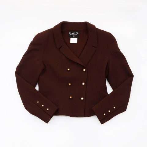 Chanel chanel tweed coco bouton veste laine brune ws5716