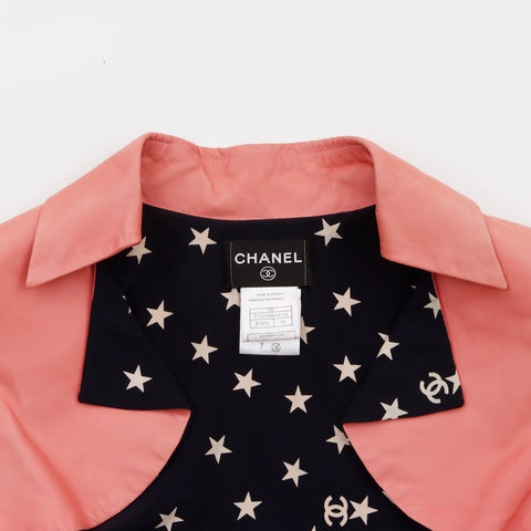 Chanel Star Pattern Short Length Jacket Leather Pink WS5723