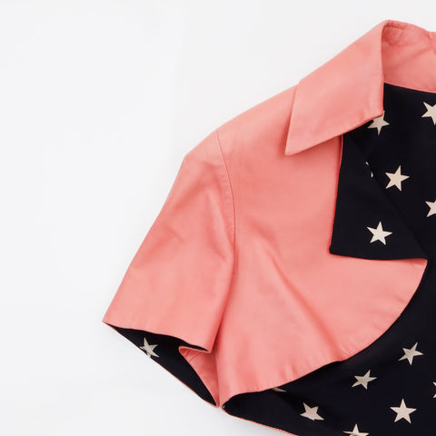 Chanel Star Pattern Short Length Jacket Leather Pink WS5723