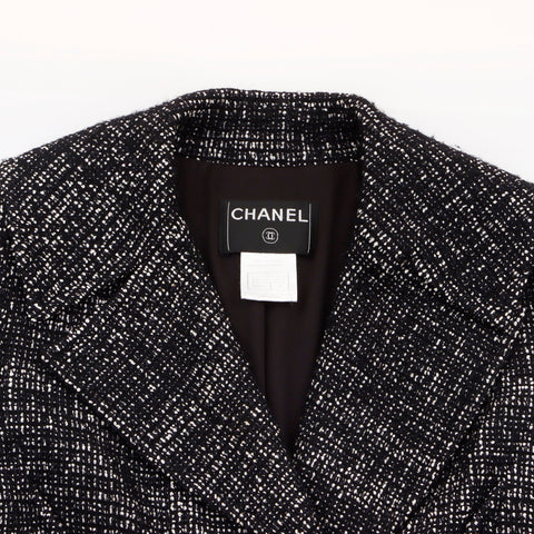 Chanel Chanel Tweed Coco Button Mantel Wolle Schwarz WS5725